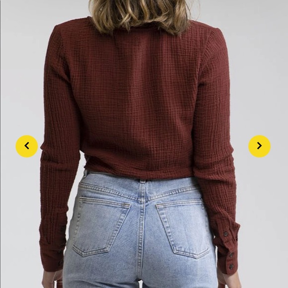 Rhythm Cropped Bottom Up Tie Bottom Blouse - Picture 2 of 5